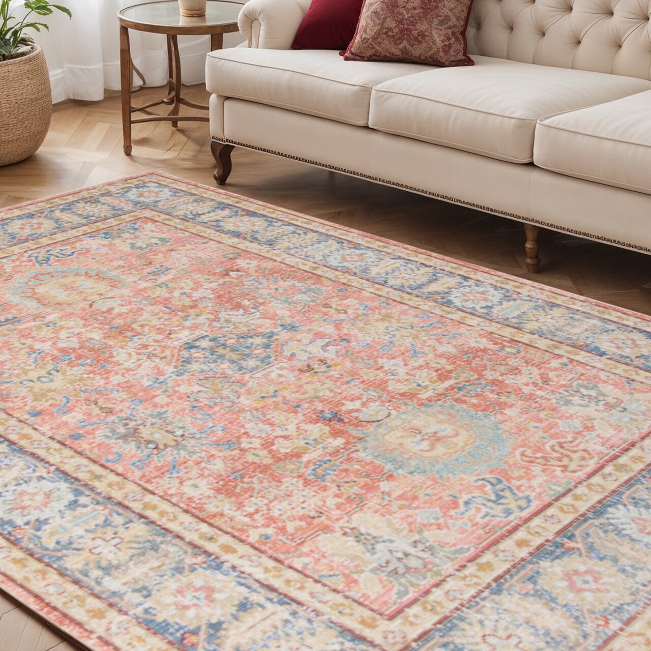 Edge Collections - 5' X 8' - Multicolor - Floral Artistic Area Rug for Living Space - 1 Piece